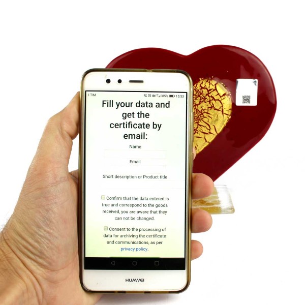 Hologramm-Markenaufkleber als Garantie dafür, dass es sich um ein Original-Murano-Glas-OMG®-Stück handelt 2